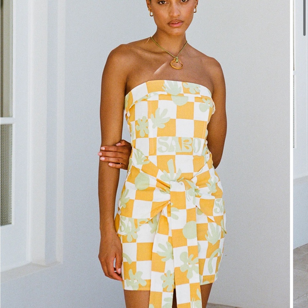 Sabo Skirt Strapless Yellow and White Dress